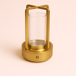 Retrodesign Krystalbordlampe - Guld, Sort - Batteridrevet LED Elegance