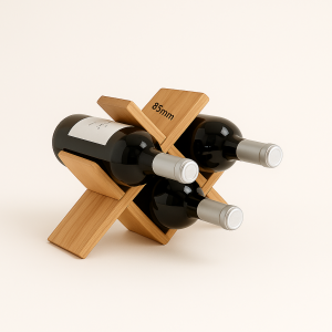 Vinholder i Bæredygtigt Trædesign - Mørkebrun, Lysebrun, Sort - Perfekt til Opbevaring