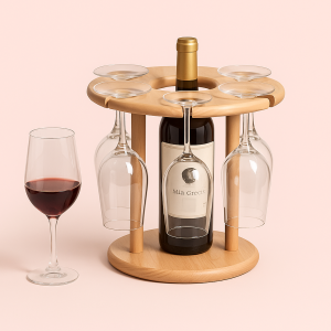 Vinholder i Træ med Plads til 6 Flasker - Moderne og Pladsbesparende Design