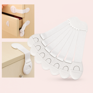 Børnesikring til Skabe og Vinduer - Justerbare Låse i Hvid og Holdbar Plast