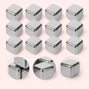 Whiskysten i stål - Genanvendelig Elegance til Perfekte Drinks, 9 Stk Sæt