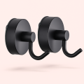 Design vægkroge - Sorte med metallisk look og nem sugekopmontering (2 stk)