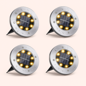 Solcellelamper til Haven 4-pak LED Jordspyd Hvid & Varm Hvid Automatisk Opladning