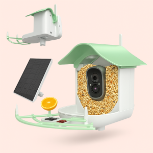 Fuglekamera med Solcellepanel og WiFi - Grøn og Hvid til Naturlivsovervågning