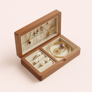 Smykkeskrin i Træ – Klassisk, Lysebrun & Mørkebrun, Perfekt Opbevaring