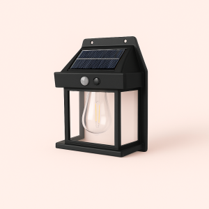 Solcelle udendørslampe med sensor, Sort & Hvid - Energibesparende og Moderne