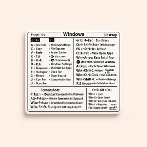 Genvejsskema til Windows Tastaturgenveje - Hvid/Sort, Papir med Mat Finish