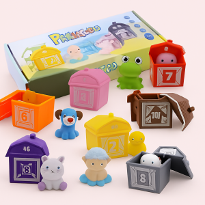 Sorterings- og Tællesæt til Børn - Farverige Huse, Dyr og Læring i Plastik