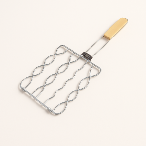 Grillkurv i Cylinderform til Perfekt Grøntsagsgrillning, Rustfrit Stål & Trædesign