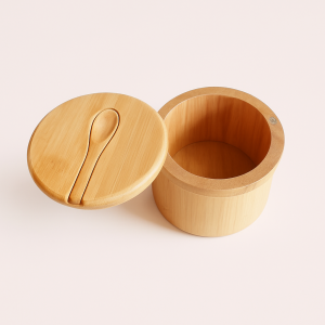 Ske i Naturtræ med Elegant Finish - Perfekt til Køkken, Inkluderer Låg