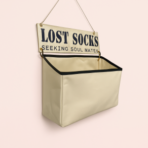 Vægkurv Beige/Sort Stof - Moderne, Praktisk Opbevaring til Sokker og Småting