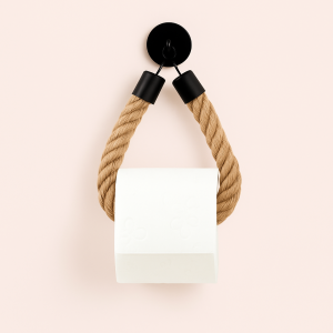 Toiletrulleholder - Rustik Reb og Sort Metal, Nordisk Design