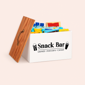 Snackskasse i Hvid og Sort - Robust Træ og Plastik Materiale med Stil