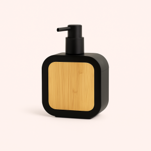 Sæbepumpe i Sort med Bambusdetaljer - Elegant Badeværelsesudstyr