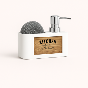 Svampeholder med Sæbepumpe til Vask - Moderne Design i Hvid og Sort