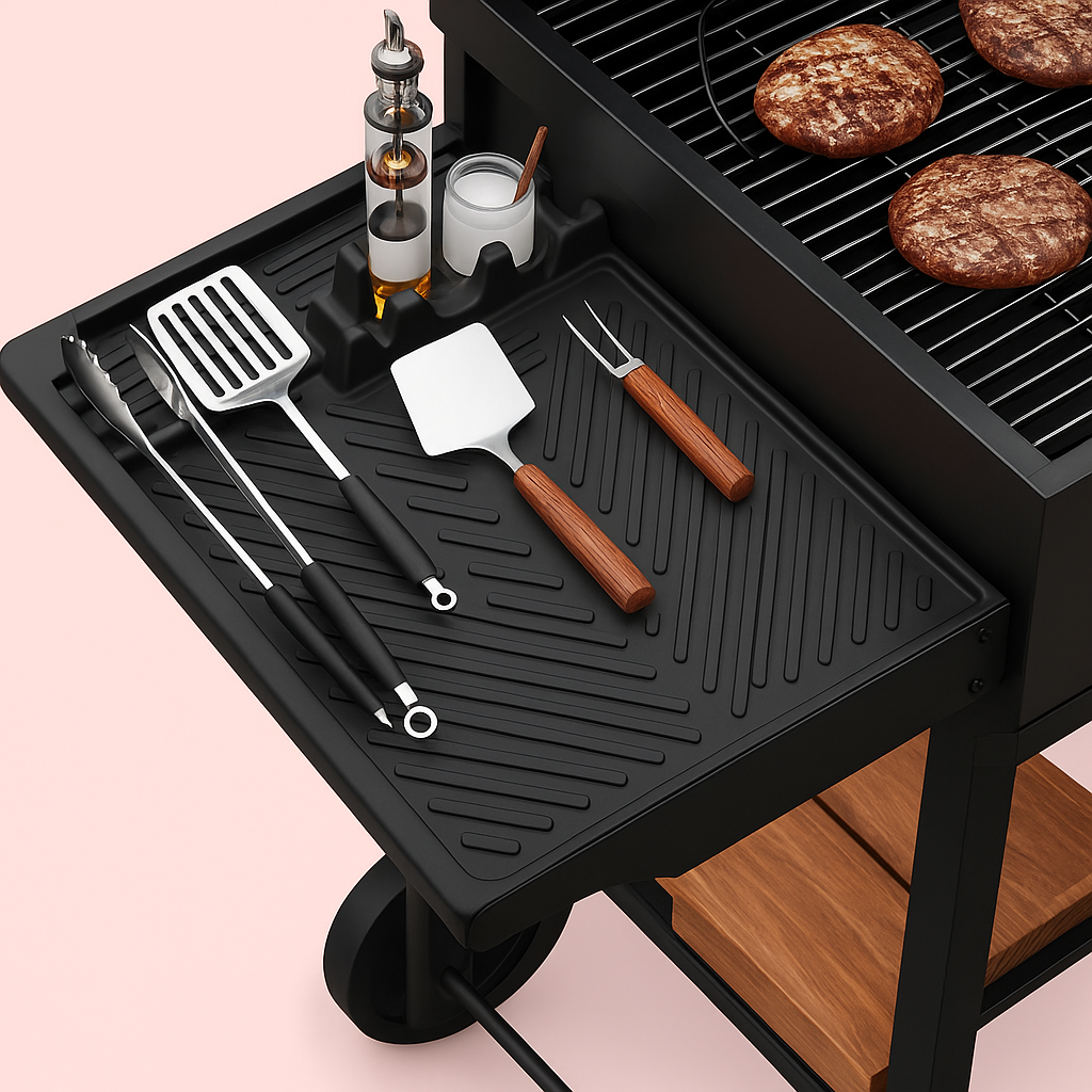 Silikone Grillredskabsmåtte - Silikone, Rustfrit Stål, Træ