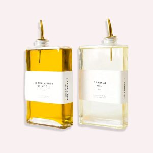 Olieflaske i Glas med Gylden Hældetud - Præcis Dosering til Madlavning og Køkken