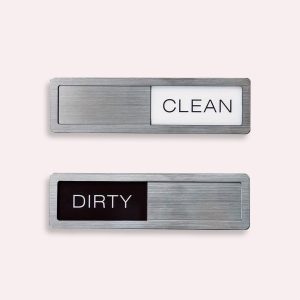 Opvaskemaskineskilt i Holdbar Metal og Plastik - Sort, Hvid og Sølv Design