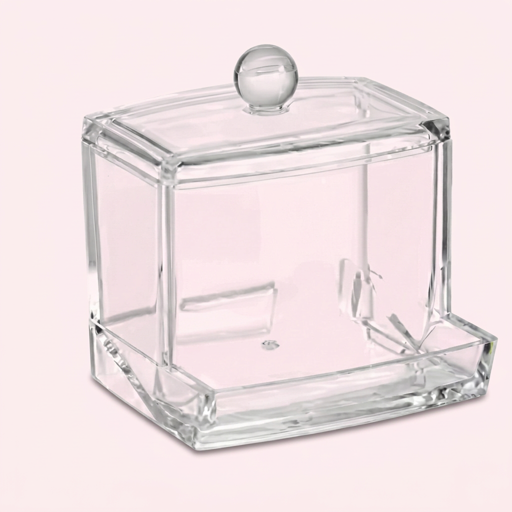 Vatpindeholder i Gennemsigtig Akryl med Bambuslåg - Stilren og Praktisk Opbevaring - Kaffe- & Teudstyr product image