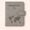 Pasholder med Verdenskortmotiv og Spænde i Flere Farver - Beskyt Dit Pas - Grå